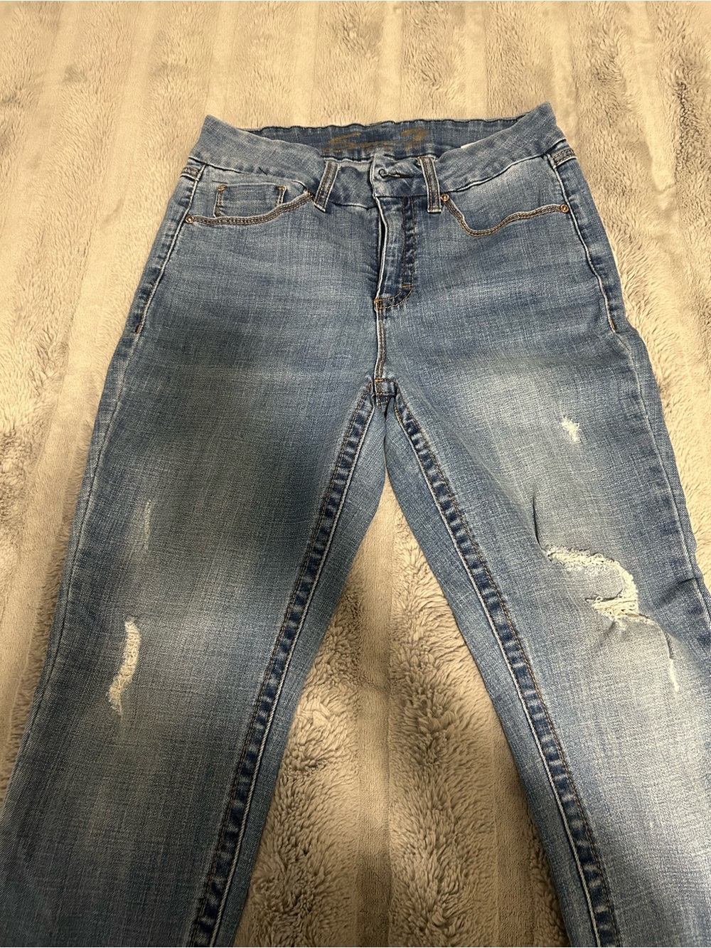 True Religion Women's Distressed Light Blue Skinny Jeans